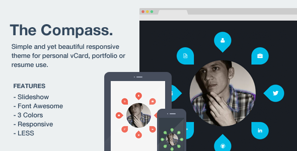 The Compass - Modern vCard & Portfolio Template 