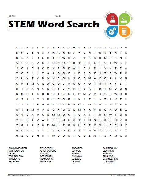 Stem Word Search Free Printable
