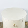 White Round Nightstand With Drawer