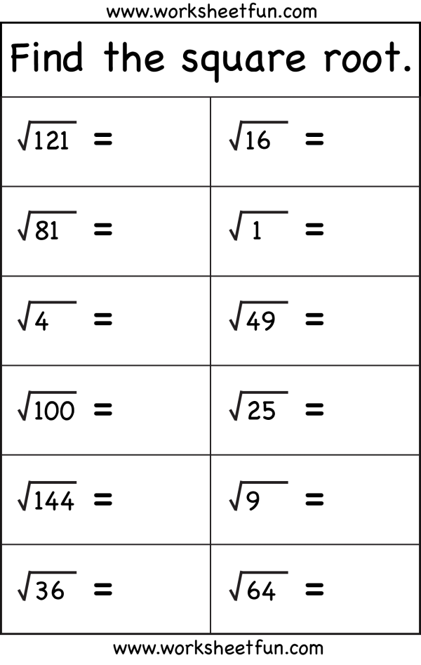 Square Root – 1 Worksheet / FREE Printable Worksheets ...