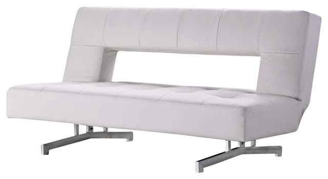 0926 White EcoLeather Sofa Bed modernsofabeds