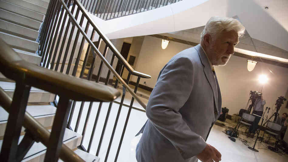 Rep. Jim Moran, D-Va. joins other members of the House of Representatives at a closed-door intelligence briefing on Syria in Sept. 2013.