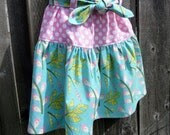 Summer Vacation Skirt with Tie Belt in Pink and Blue.  Ready to Ship in Girls Size 6 or 7 - msliesenfelder