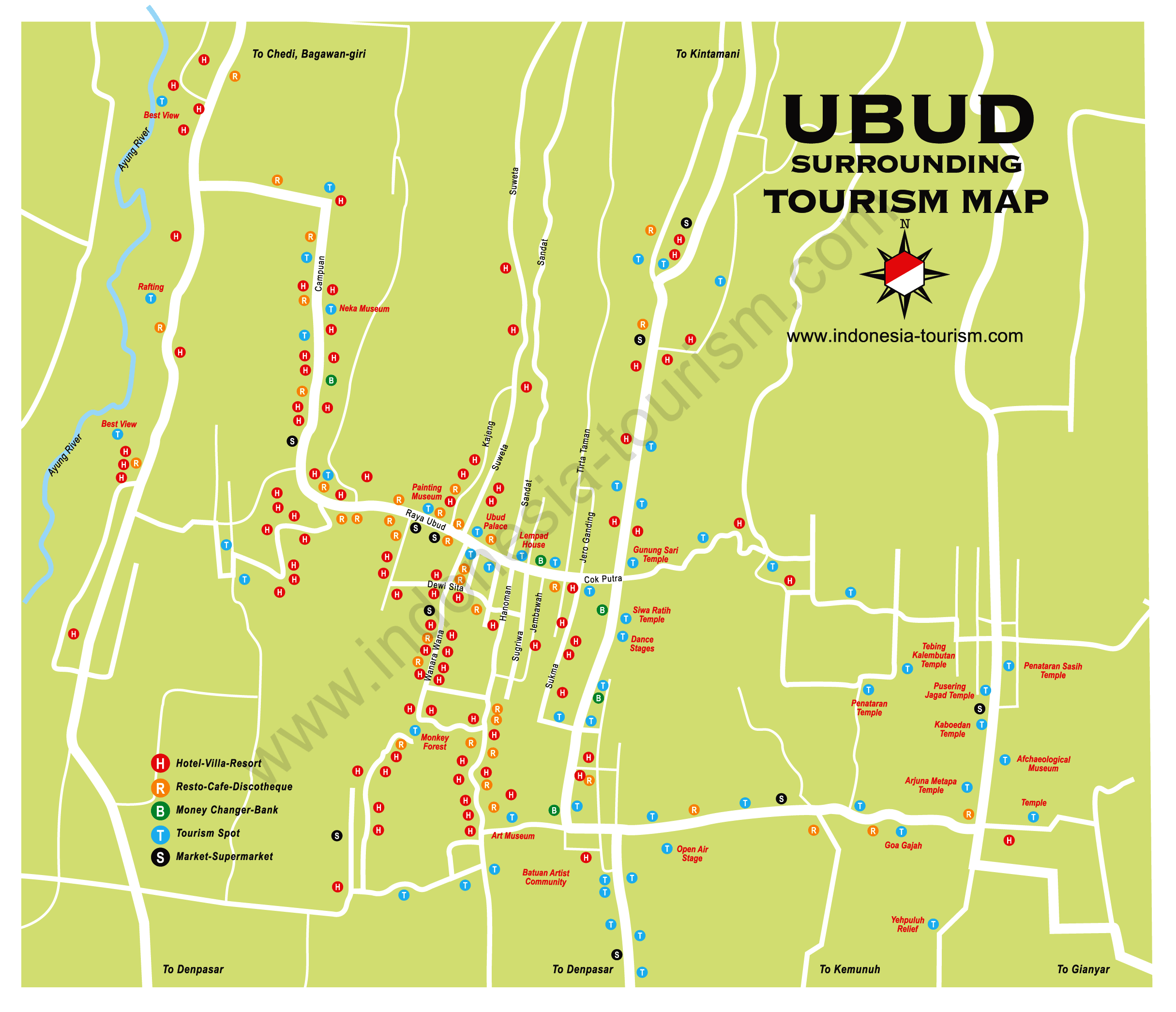 Detail Ubud  Bali  Map for Travelers Bali  Weather Forecast 