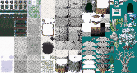 雪降る峠道 Fsm 改造マップチップ素材 Rpgツクール00 無料 素材 と作成日記