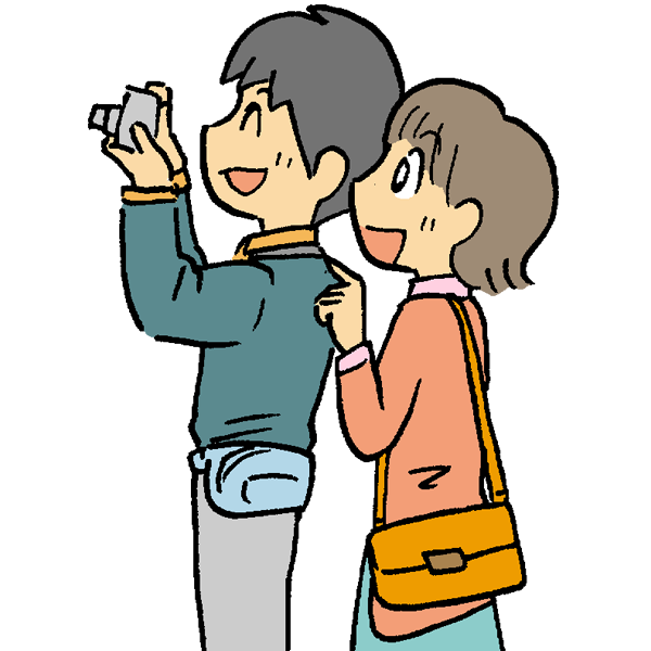 旅行カップル２のイラスト かわいいフリー素材が無料のイラストレイン