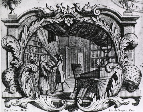 Early 18th century library IN Bibliographiae Anatomicae Specimen by James Douglas, 1734 (NLM)