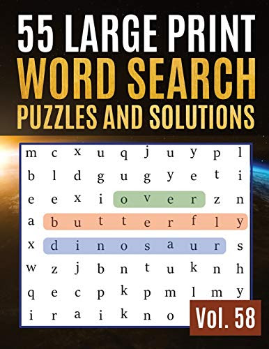 55 Large Print Word Search Puzzles and Solutions: Activity Book for Adults and kids Word Game Easy Quiz Books for Beginners (Find a Word for Adults & Seniors) (Find Words for Adults & Seniors)