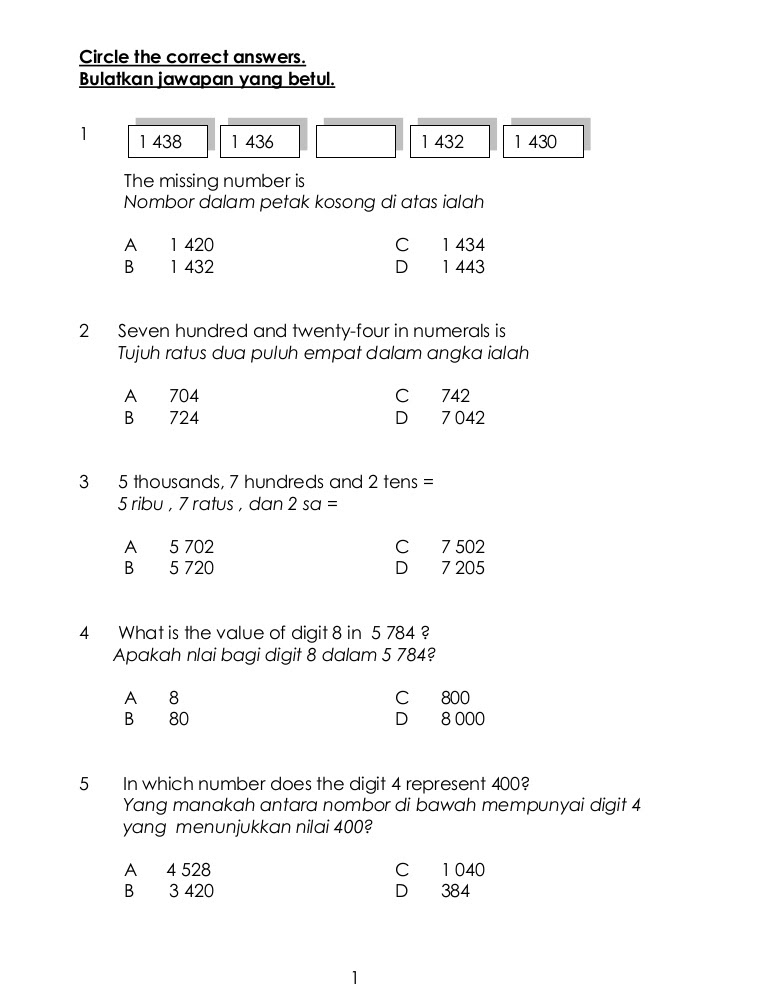 Soalan Matematik Tahun 4 Technogin