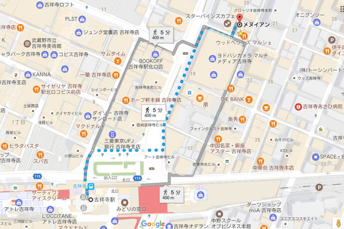 アクセスマップ 東京 Jr吉祥寺駅からの地図 Mimi刺繍 東京 吉祥寺の小さな刺繍屋さん