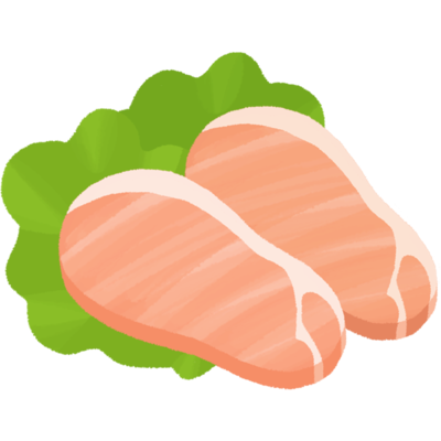 レタスの上の豚肉 ロース の無料素材 イラスト沖縄 おきなわ