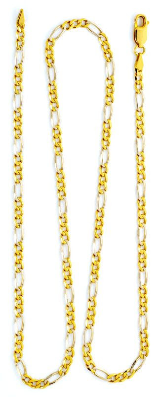 Foto 3, Massive Gold-Kette Figaro Gelbgold Weissgold 18K Luxus!, K2177