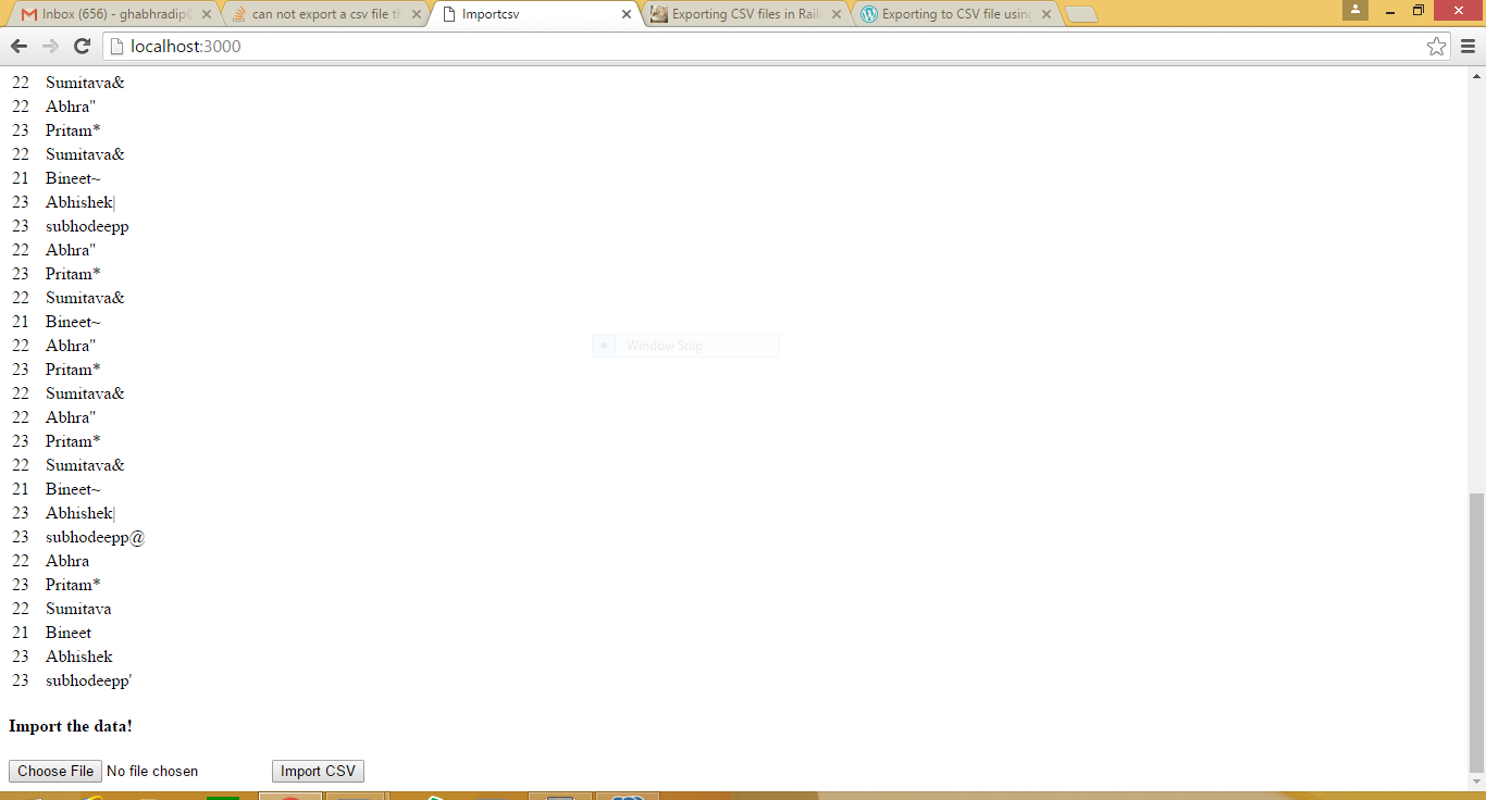 The columns names are Age and Name respectively