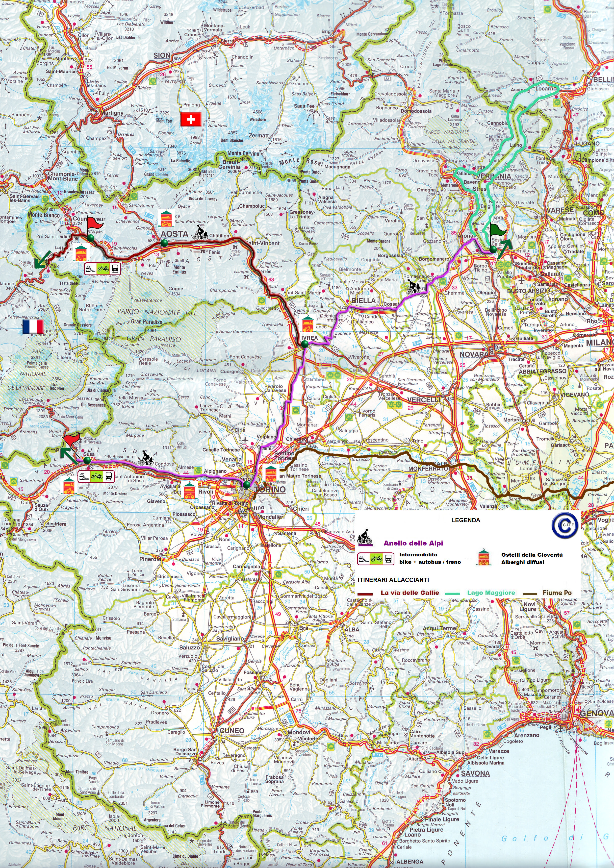 Piemonte Cartina Turistica