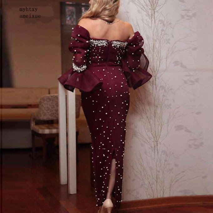 [Best Seller] New Arrival Purple muslim evening dress 2020 Full Hand Beaded Pearls Formal dress Gowns Mermaid dress abiti da sera Real picture