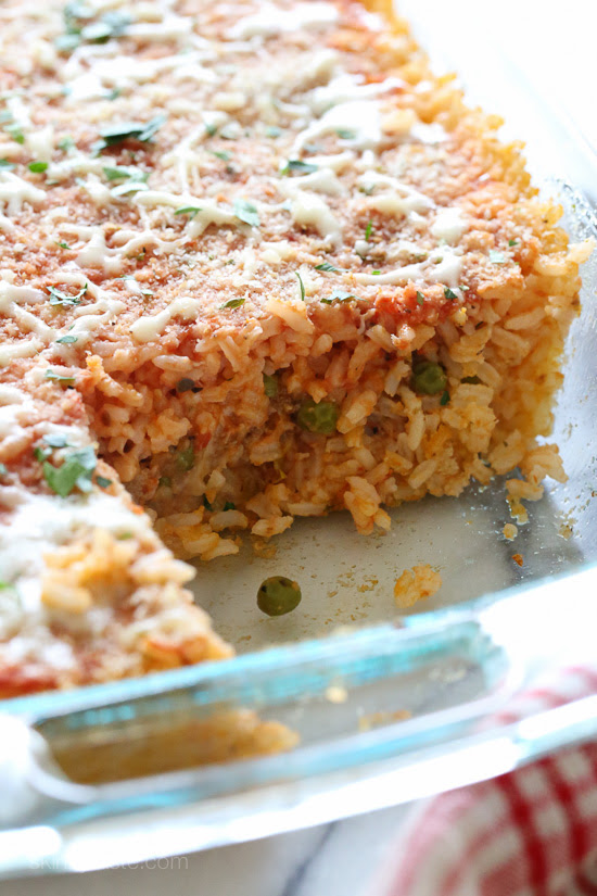 Sicilian Rice Ball Casserole – everything you love about arancini made into an easy casserole for weeknight dinners. Freezer friendly and kid-friendly!