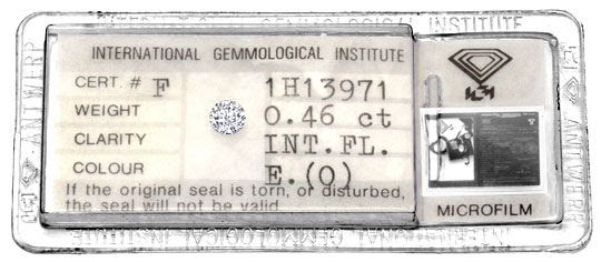 Originalfoto DIAMANT BRILLANT IGI LUPENREIN RIVER E