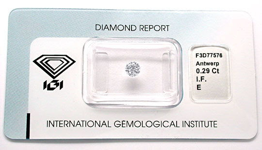 Originalfoto DIAMANT, IGI!!!, BRILLANT 0,29ct LUPENREIN RIVER JUWEL!