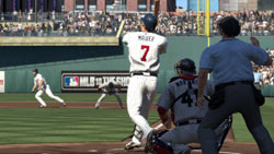 Joe Mauer at bat with runners on base in MLB 10: The Show