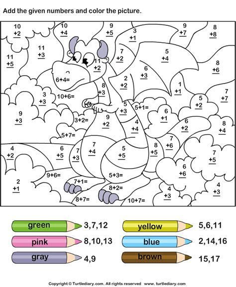  addition coloring worksheet free kindergarten math math coloring