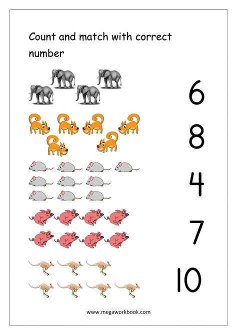  matching numbers and quantities worksheet match number to quantity