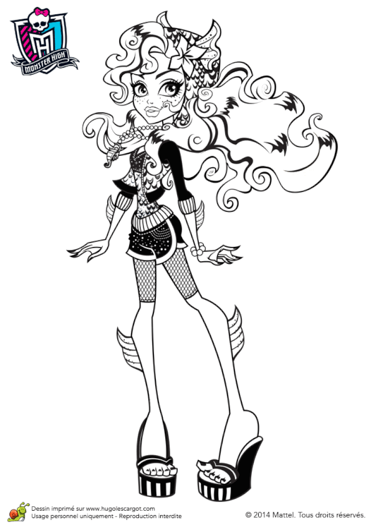 maillot de bain Coloriage monster high lagoona blue en short