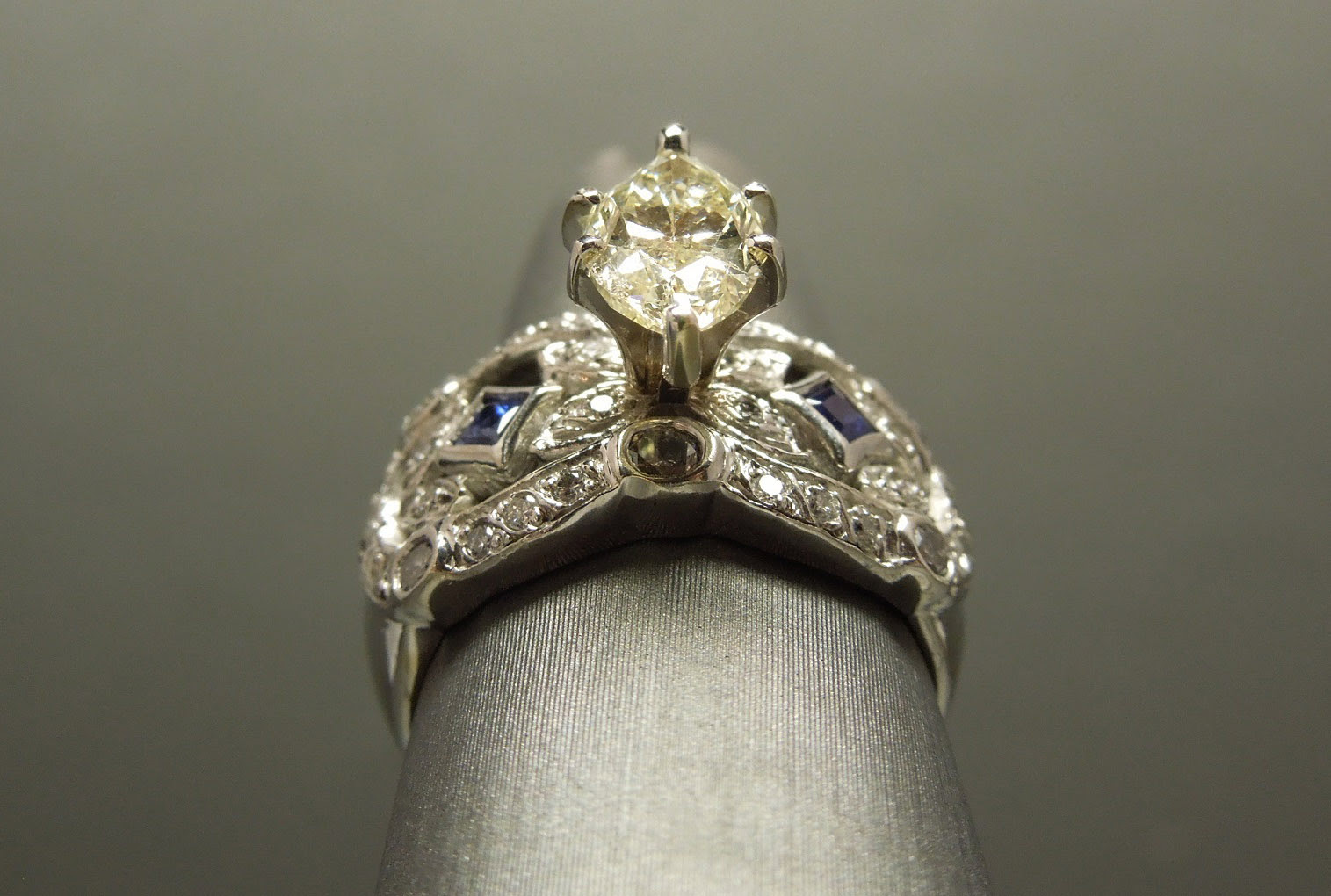 2.02TCW Fancy Marquise cut SI2 Canary Diamond Engagement Ring