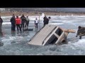 You Will Not Believe How These Russians Get This Car Out Of A Frozen Lake