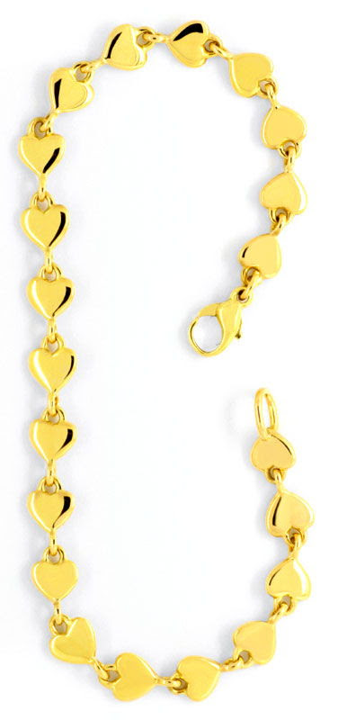 Originalfoto ARMBAND KETTE AUS HERZEN MASSIV GOLD