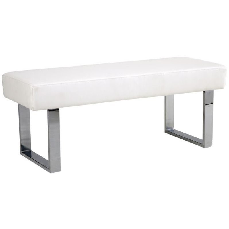 Armen Living Amanda Faux Leather Living Room Bench in White