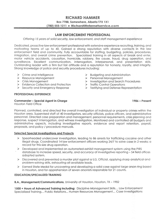 Cv Cops Police Resume Example