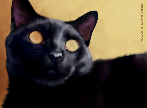 gato Vinil ilustração realista tutorial by ila fox