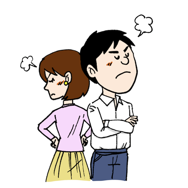 夫婦喧嘩をしている若い男女 怒っている 無料イラスト