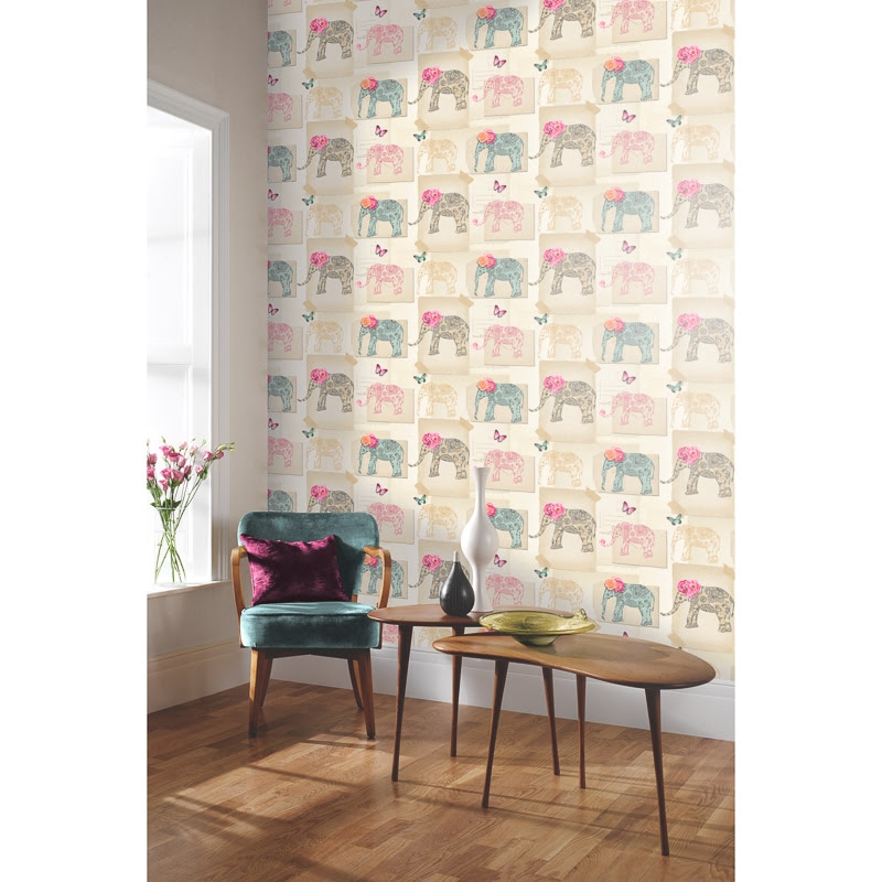 India Rose Wallpaper - Multi  Wallpaper - B&M