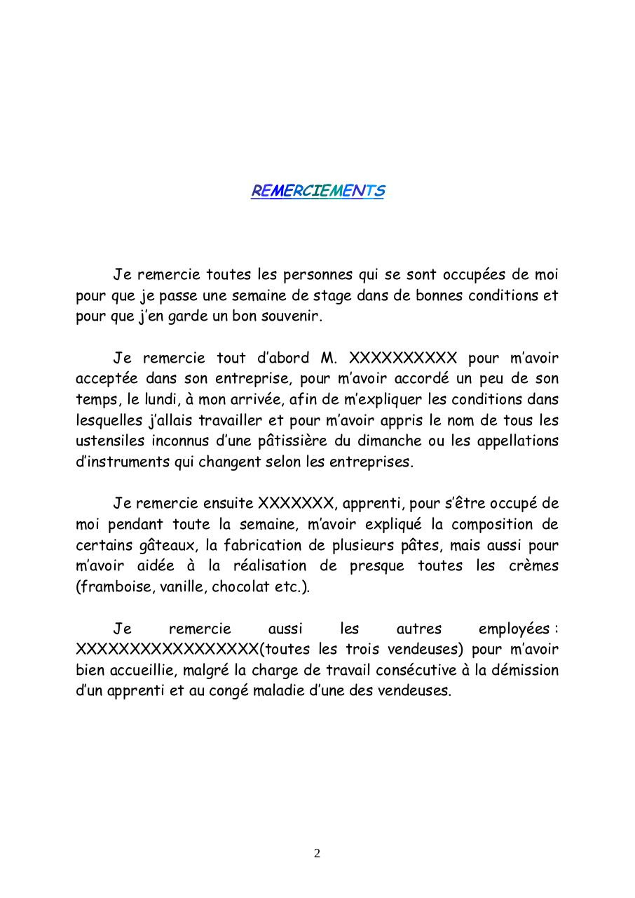 Exemple De Lettre De Remerciement Stage D'observation ...