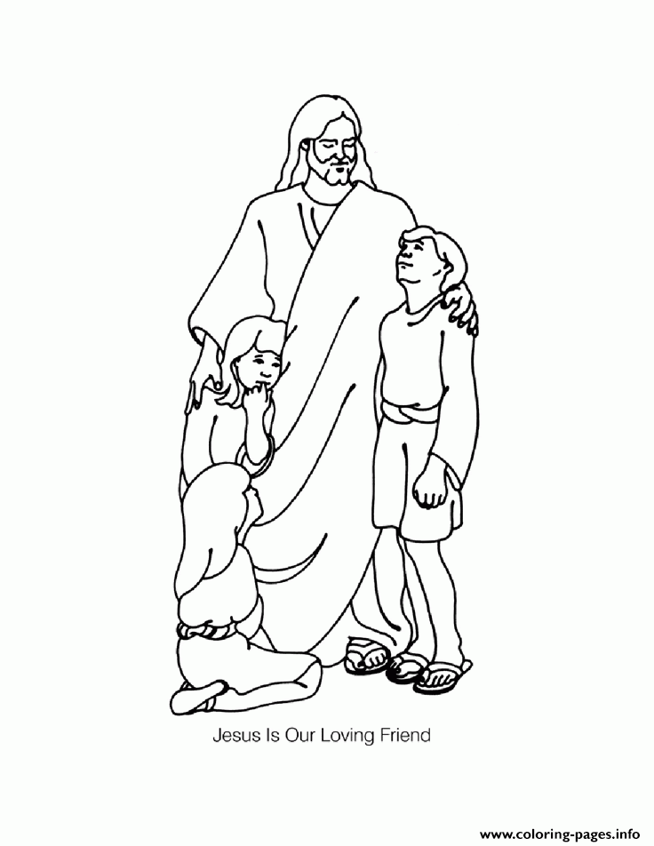 Jesus With Childrens Coloring Pages Printable