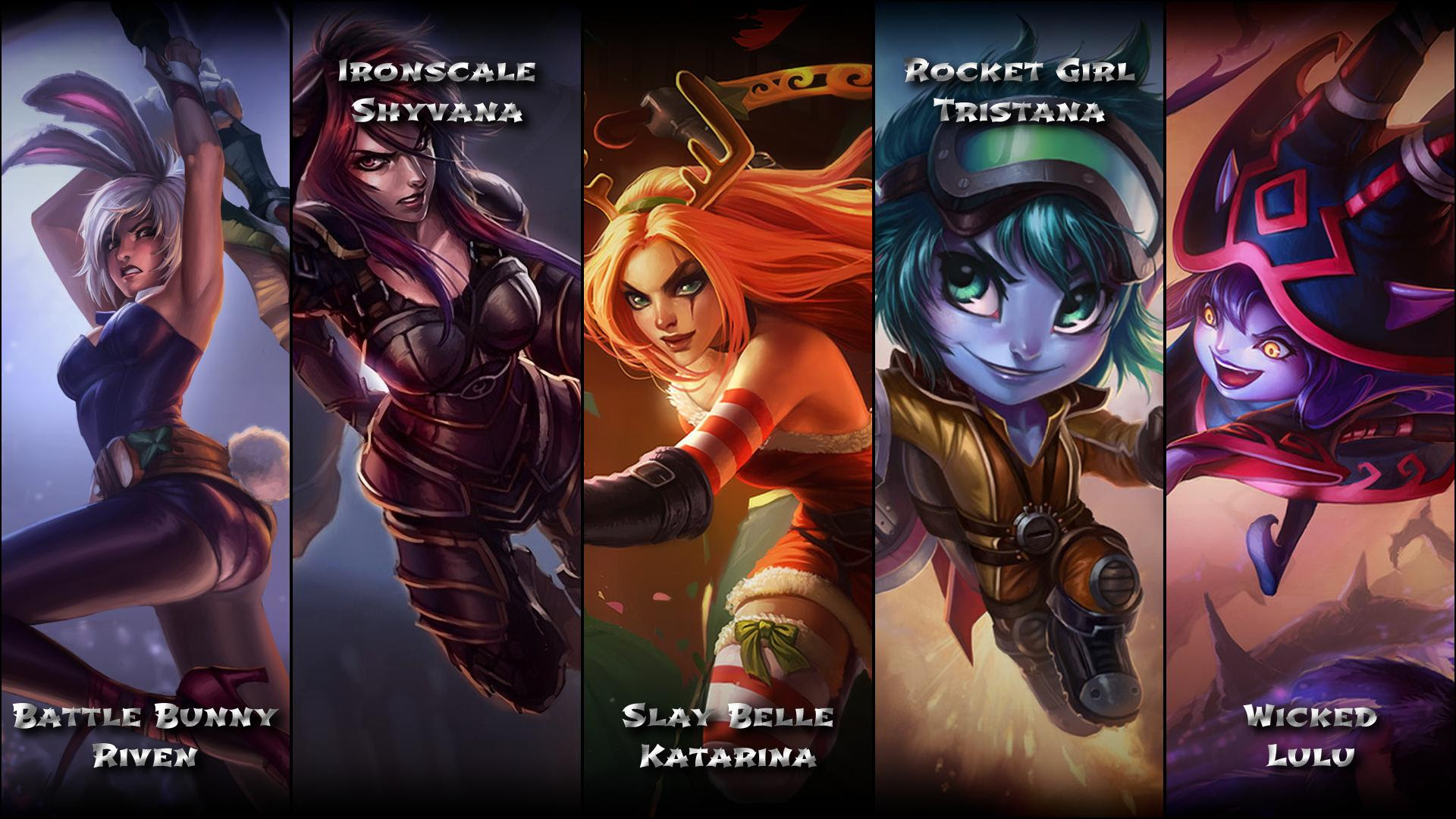 Battle Bunny Riven Ironscale Shyvana Slay Belle Katarina Rocket Girl Tristana Wicked Lulu 19 X 1080 Lolwallpaper
