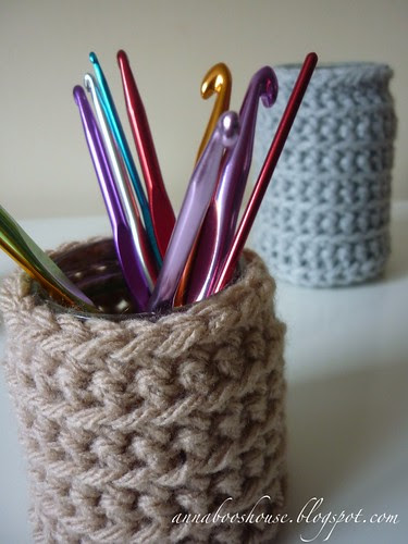 Crochet jam jar cosy