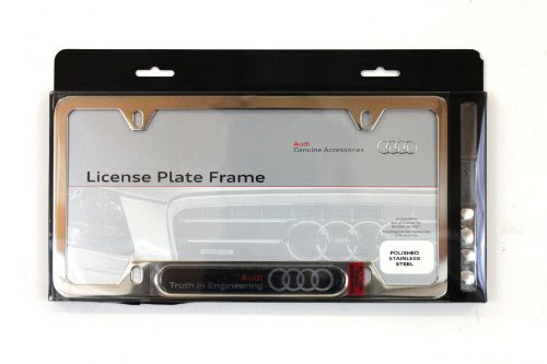 Genuiene Audi Accessories 8K0071801C Polished 'Truth in Engineering' License Plate Frame On Sale