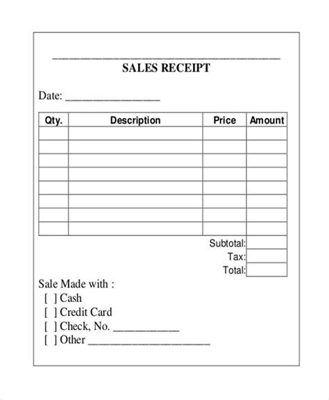  blank receipt template sample printable receipt form 10 free documents