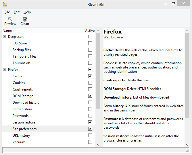 برنامج مجانى لتنظيف الملفات الغير مرغوب فيها وتحسين اداء الجهاز BleachBit 0.9.5