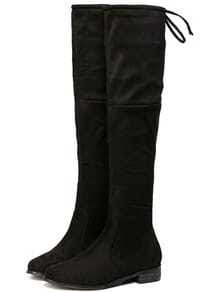 Black Chunky Heel Zipper Boots