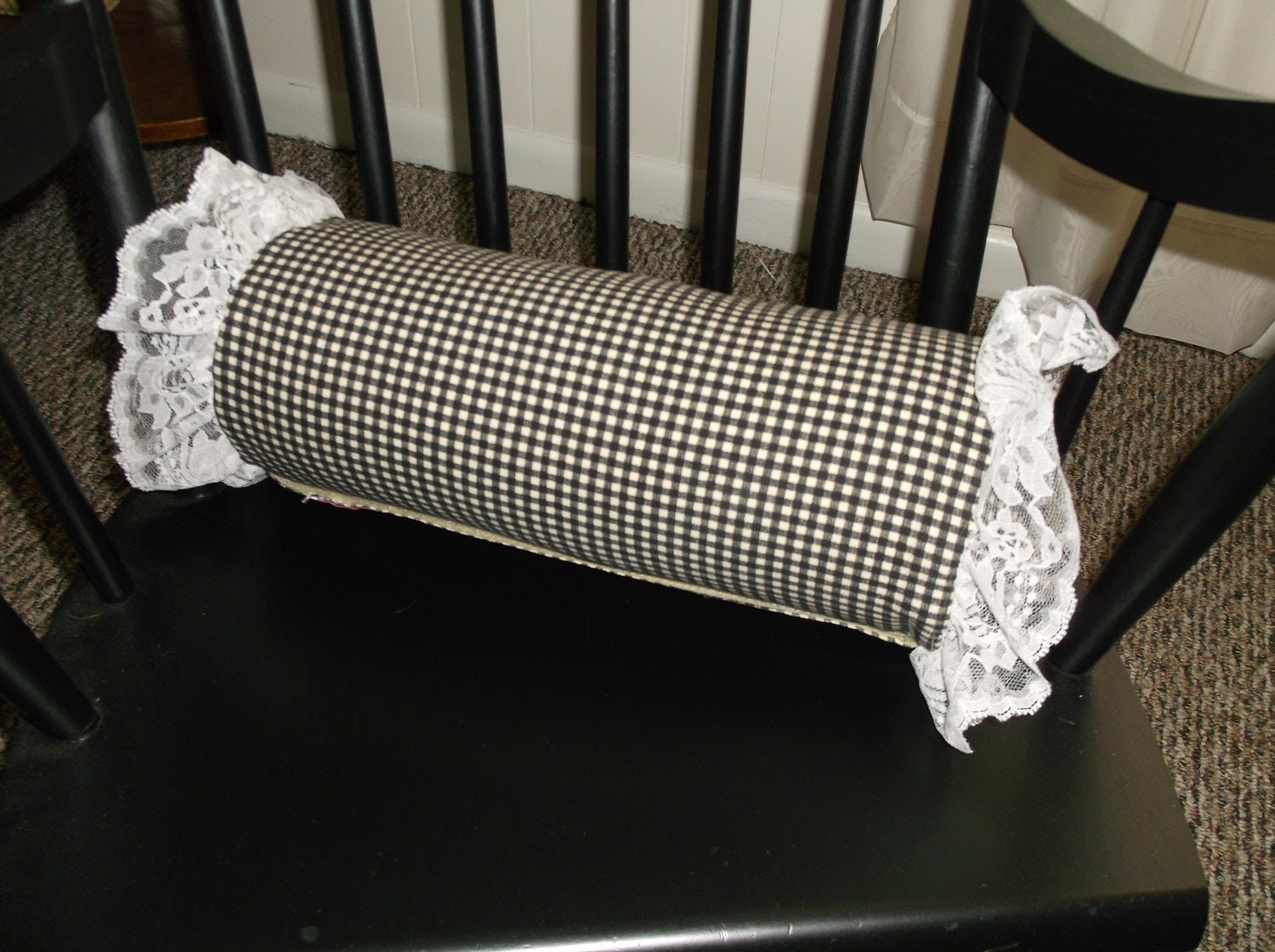 Lumbar Roll Pillow Decorative black and white by Pillowinno