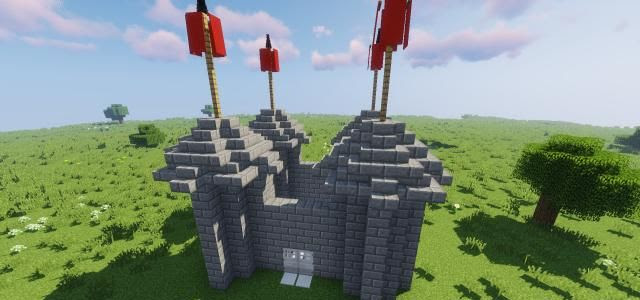 我的世界minecraft 如何建一个简单新手中世界小城堡 中世纪 石砖 围墙 新浪新闻