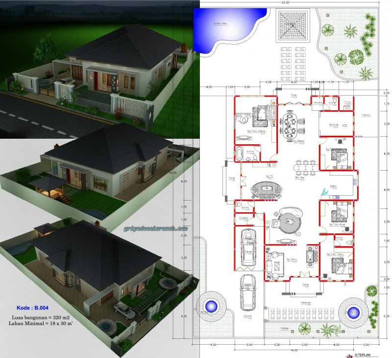 Desain Rumah Type 300 1 Lantai 4 Kamar Tidur Jasa Desain Desain Rumah Type 300 1 Lantai 4 Kamar Tidur Jasa Desain