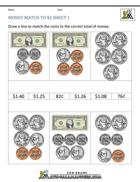 2nd grade money worksheets counting money up to $2 · use decimal notation for amounts of money, e.g. worksheets for money grade 1 first grade math worksheets lilymohdsukri