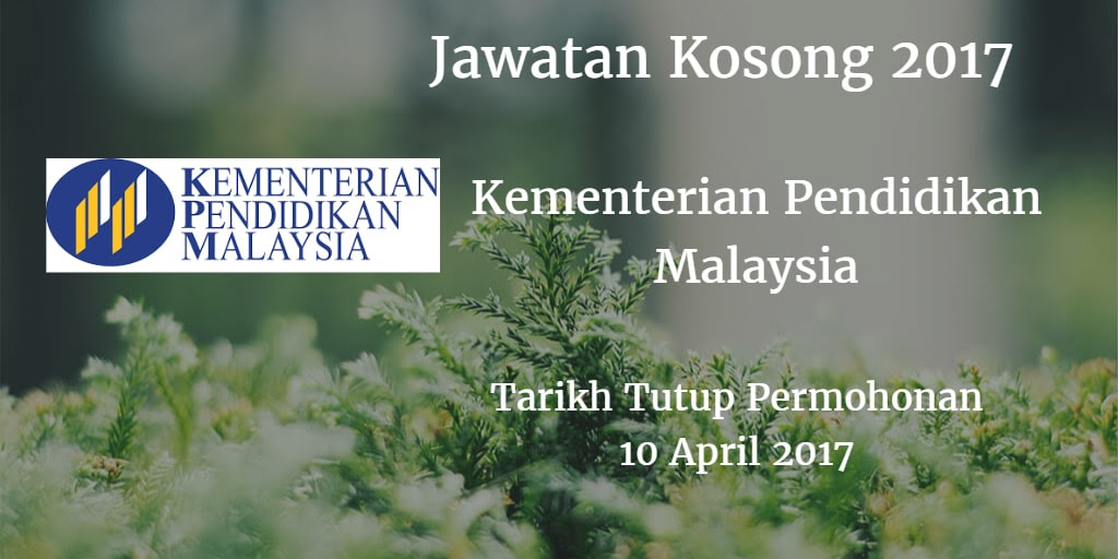 Jawatan Kosong MOE 10 April 2017