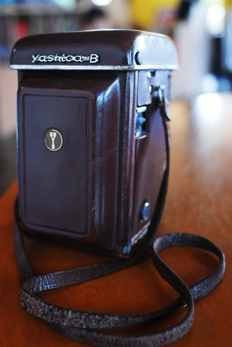 Yashica B in leather jacket