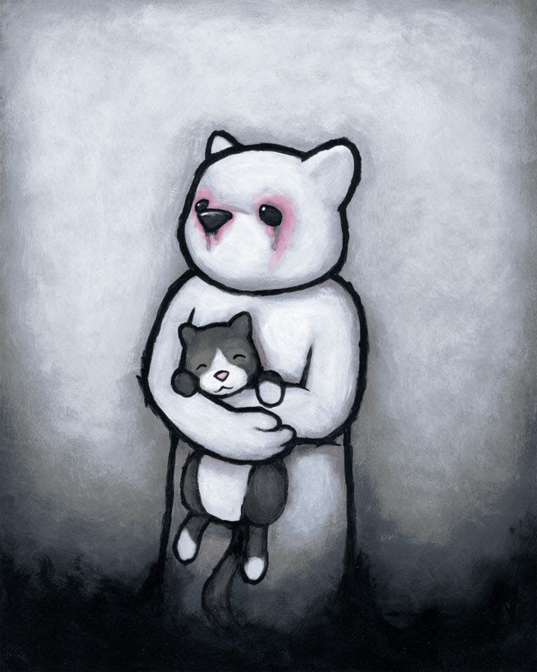 A MUST FOR KITTEN FANATICS! Luke Chueh's "Love & Allergies" Screen Print for the Cat Art Show in LA!