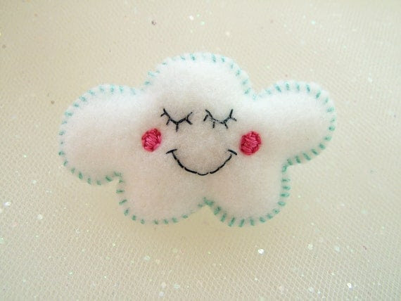 Flossy the Cloud Felt Brooch - Cute Pin - A Hoobynoo World Character
